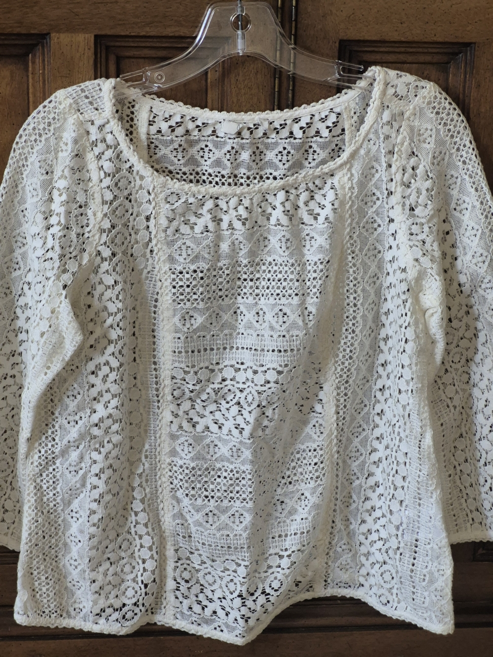 Joie Cream Lace Crochet Long Sleeve Top - Picture 5 of 5